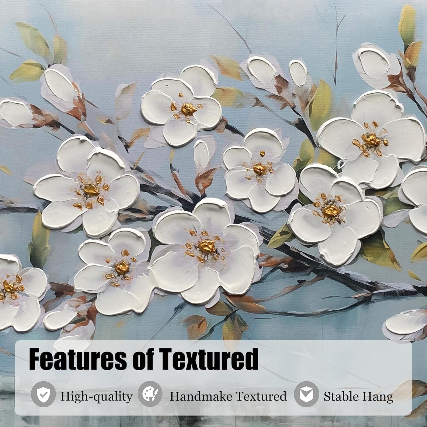White Textured Floral Land scape Wall Art 40x20 Inches-2