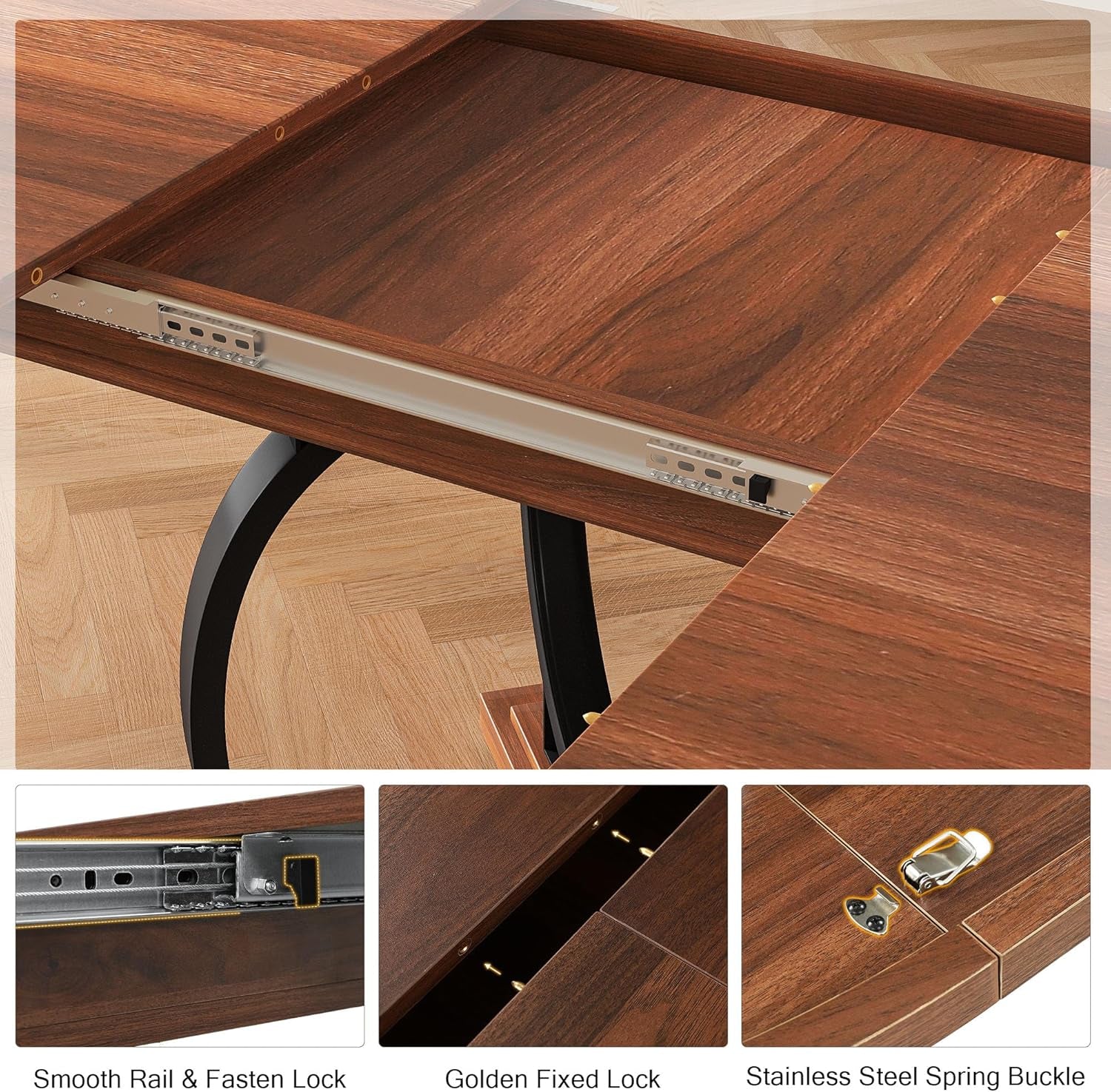 Walnut 59 Inch FullyExtendable OvalShape Dining Table-3