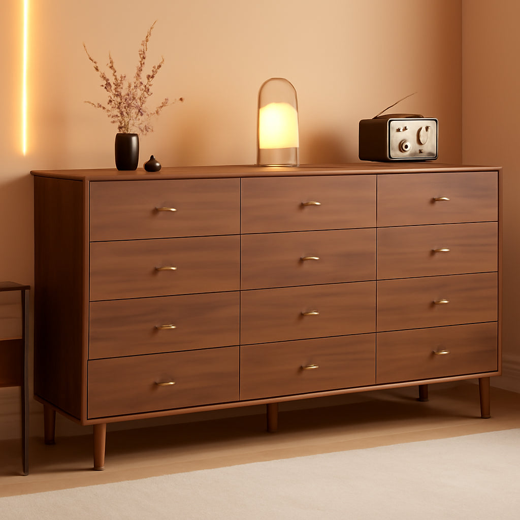 Walnut 63-Inch Wide Beveled Solid Hardwood Dresser-0