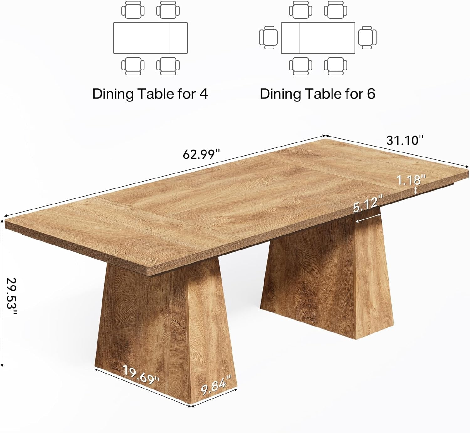 Oak Dining Table For 6 With Scratch Resistant Coating-1