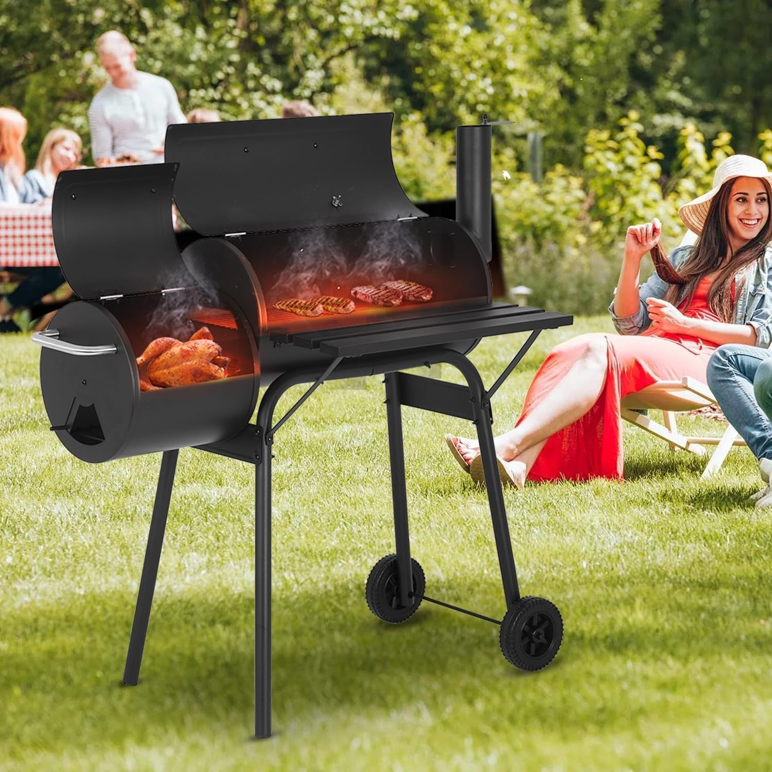 Charcoal Grill 43 Inch Double Mesh Outdoor Barbecue