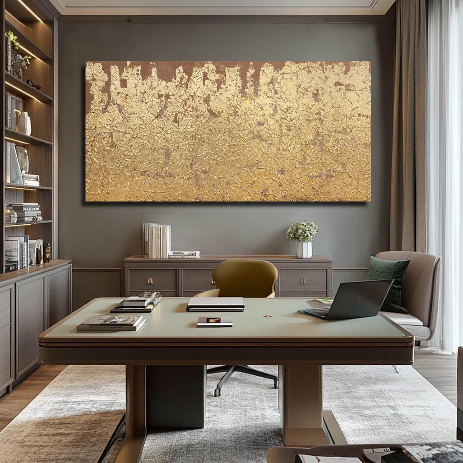 Exquisitely Detailed Canvas Wall Art 24x48 Gold Foil-3