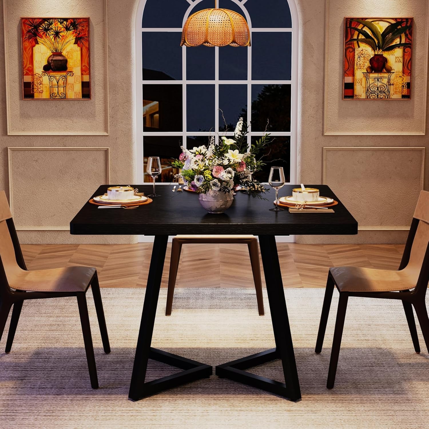 Square 31.5 Inch Industrial Dining Table ElegantStudio-4