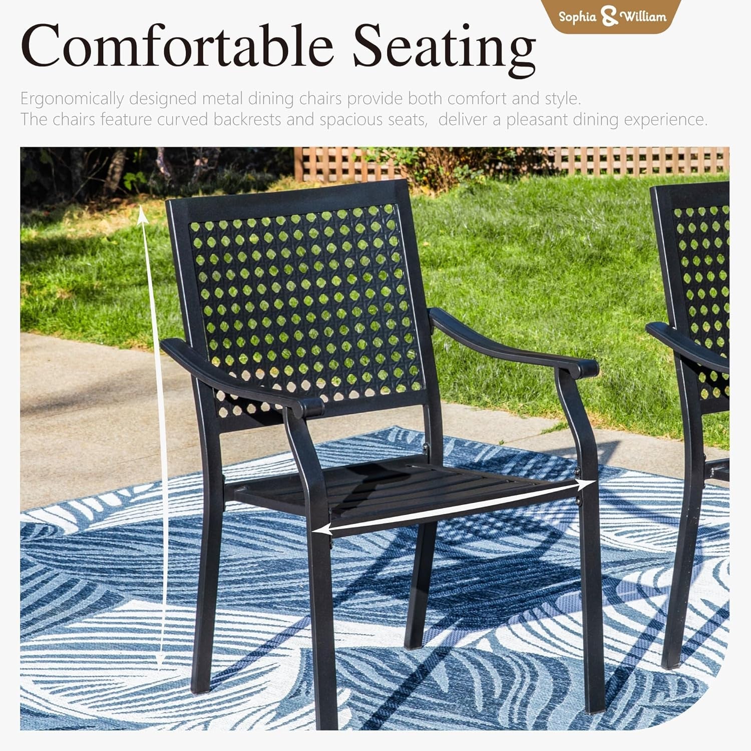 Patio Table And Chairs Set Black 37 Inch Square Table For 4-2