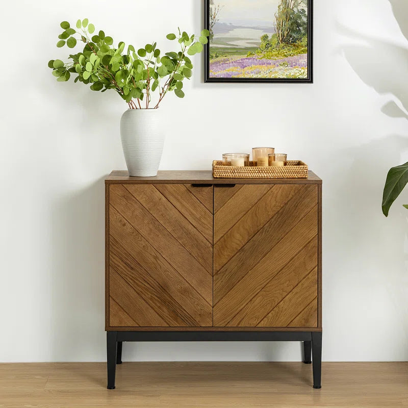 Tall 2 Door Rustic Herringbone Accent Cabinet Design-0