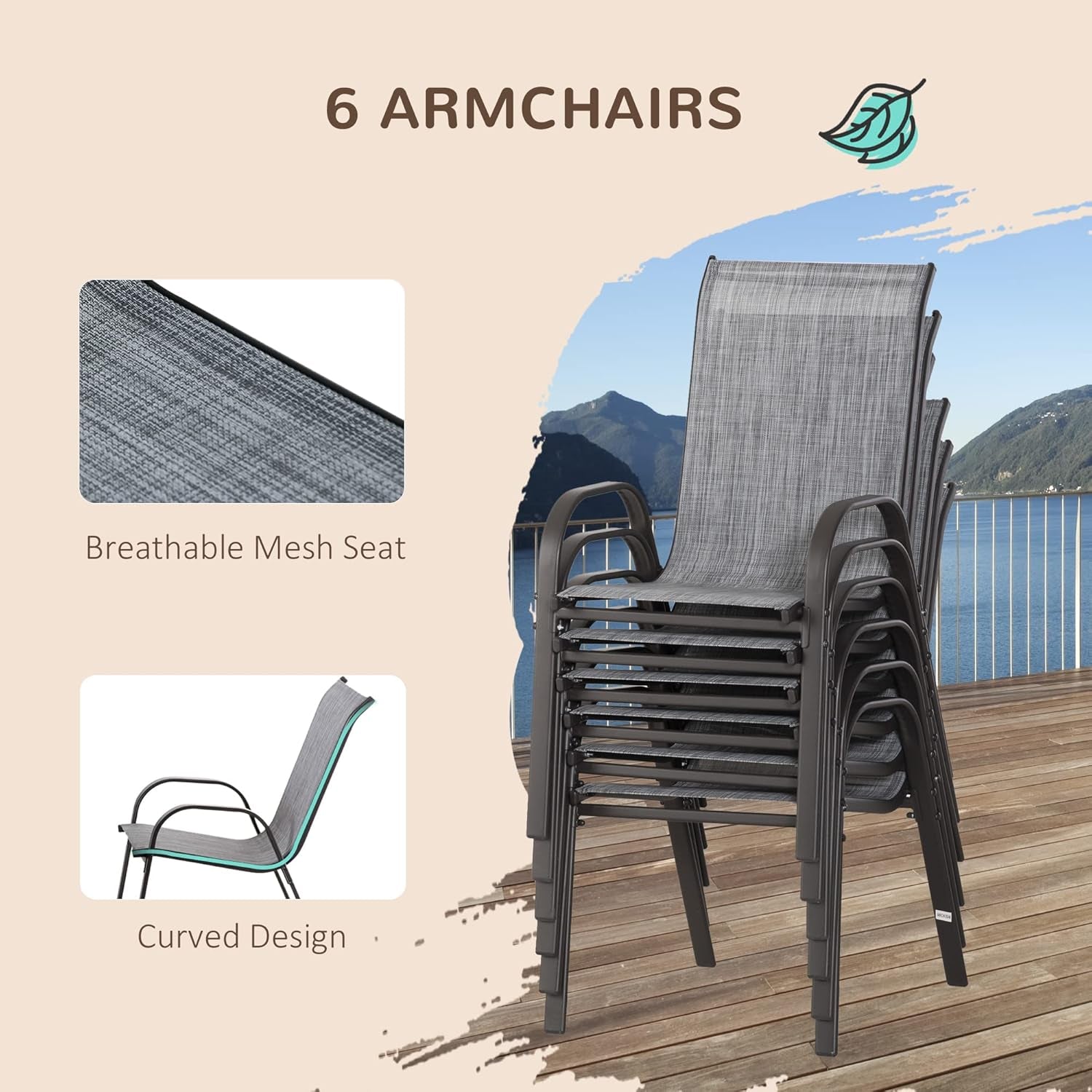 Eight Piece Patio Furniture Set with Umbrella and Chairs-4