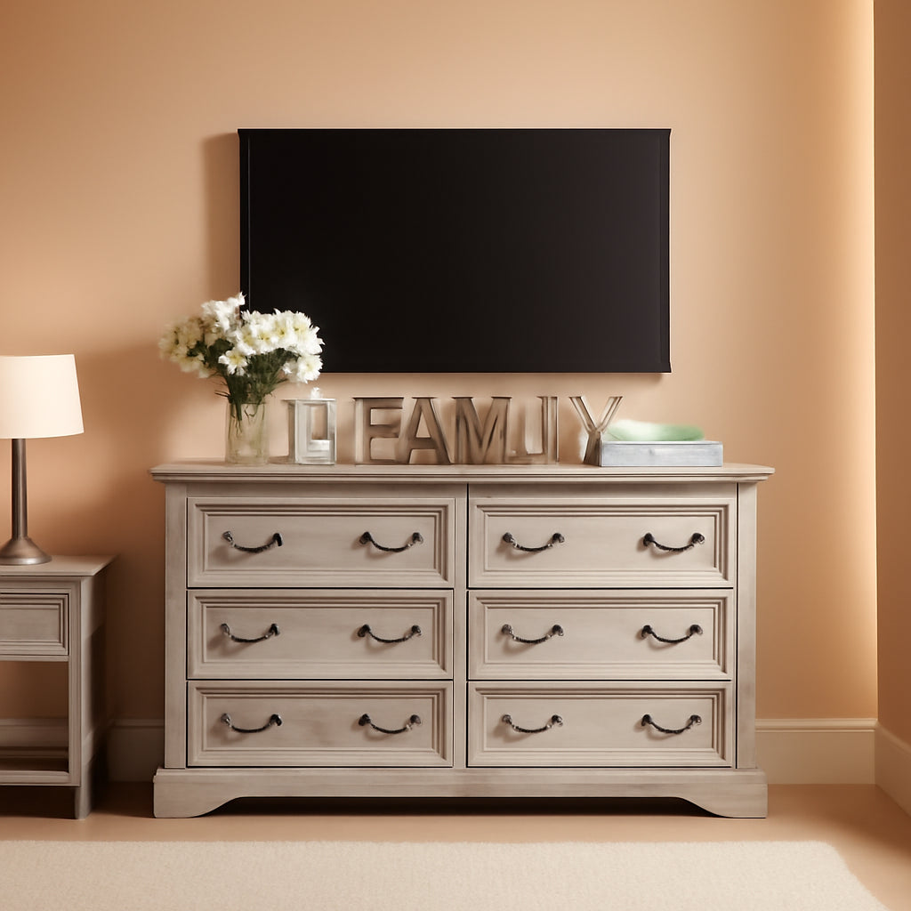 Farmhouse 54 Inch Rustic Natural WoodTexture Dresser-0