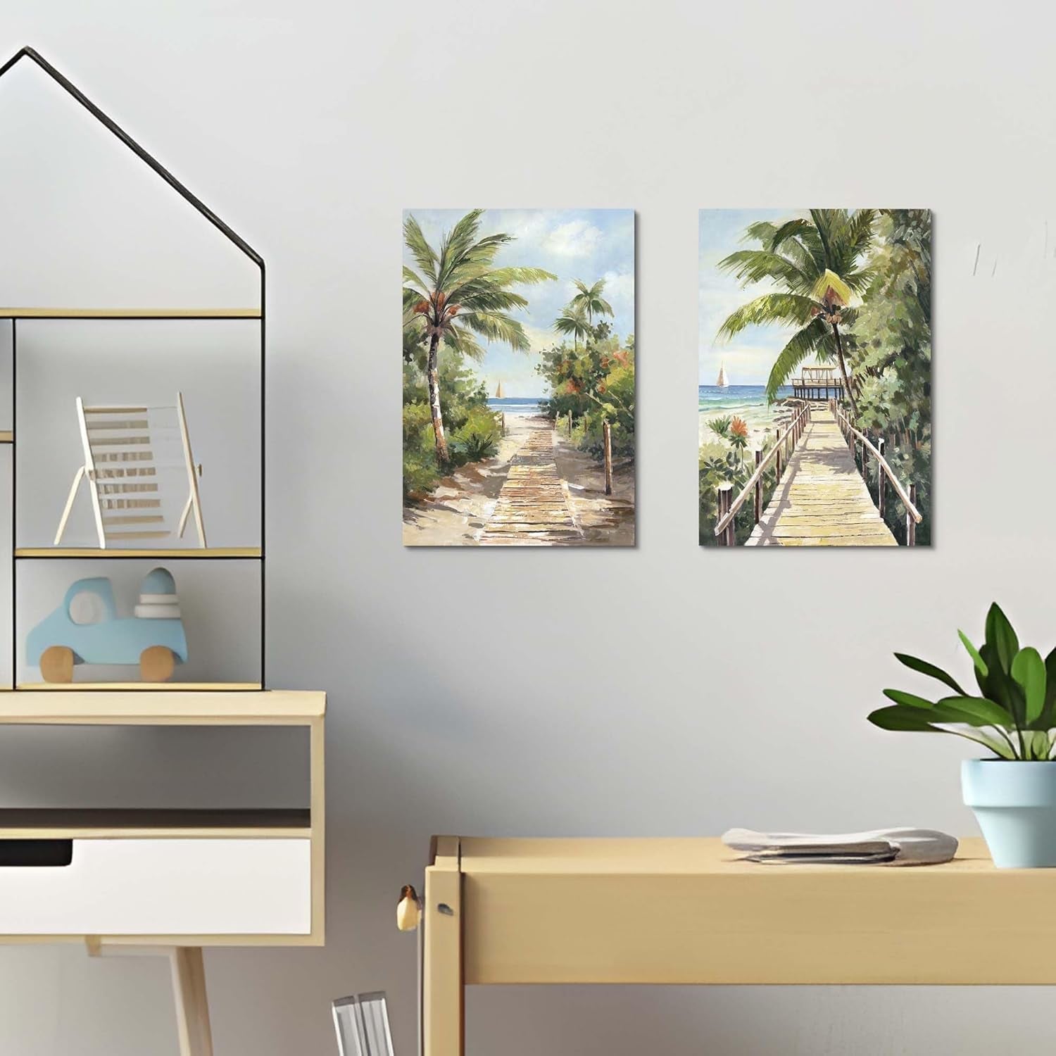 Two Panel Tropical Seascape Canvas Art 11x16 Gallery Quality-4