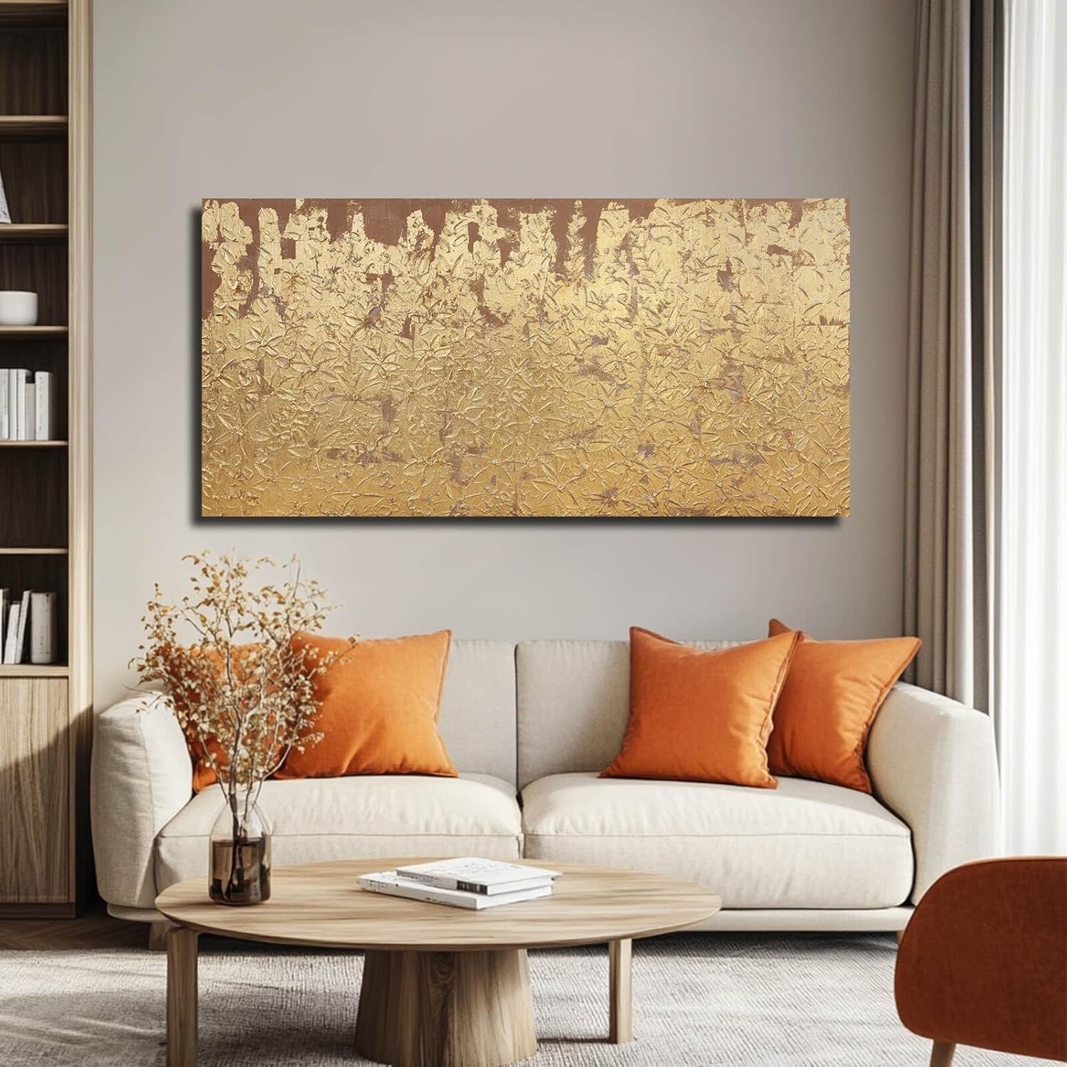 Exquisitely Detailed Canvas Wall Art 24x48 Gold Foil-1