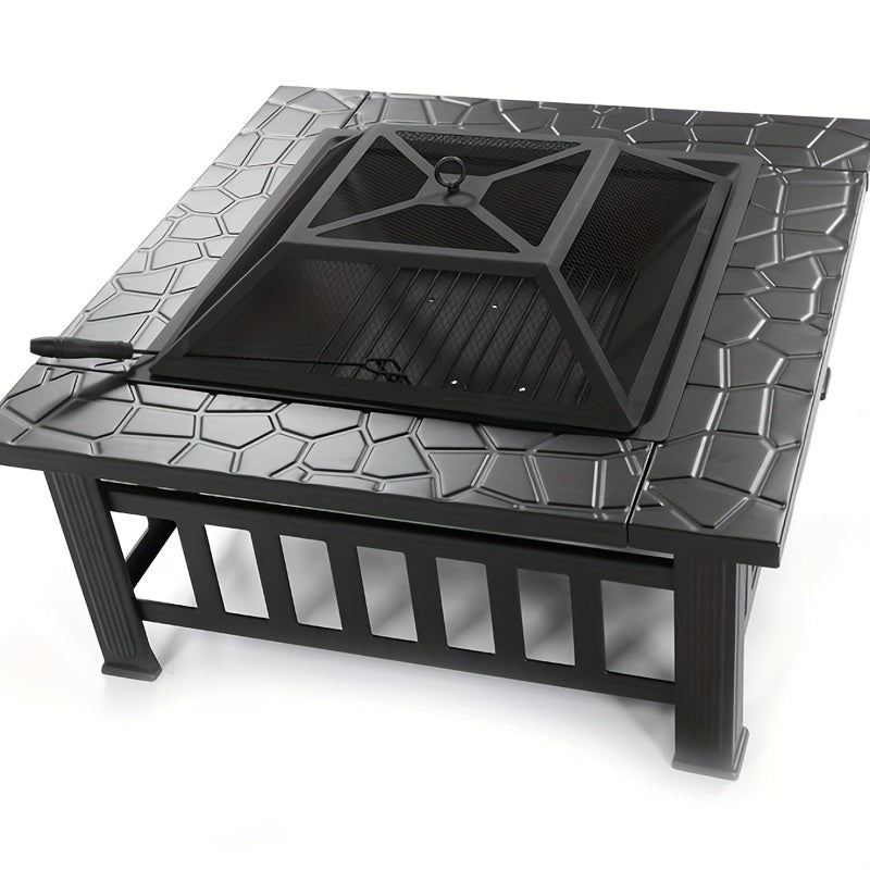 Square Metal Wood Fire Pit Table-0
