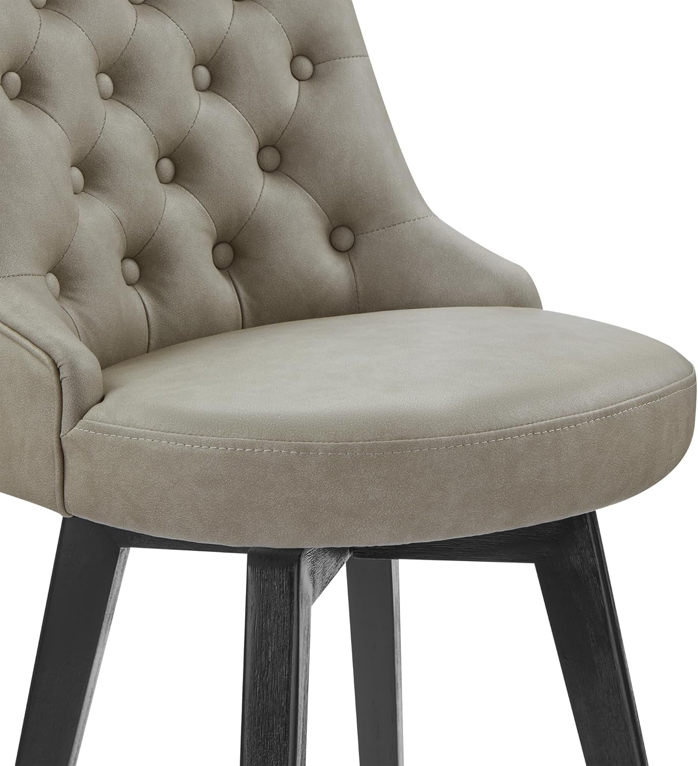 Bar Stools, 360° Swivel Upholstered Bar Stool with Back, 30" H Bar Height Barstools, Set of 2, Faux Leather in Stone Grey-4