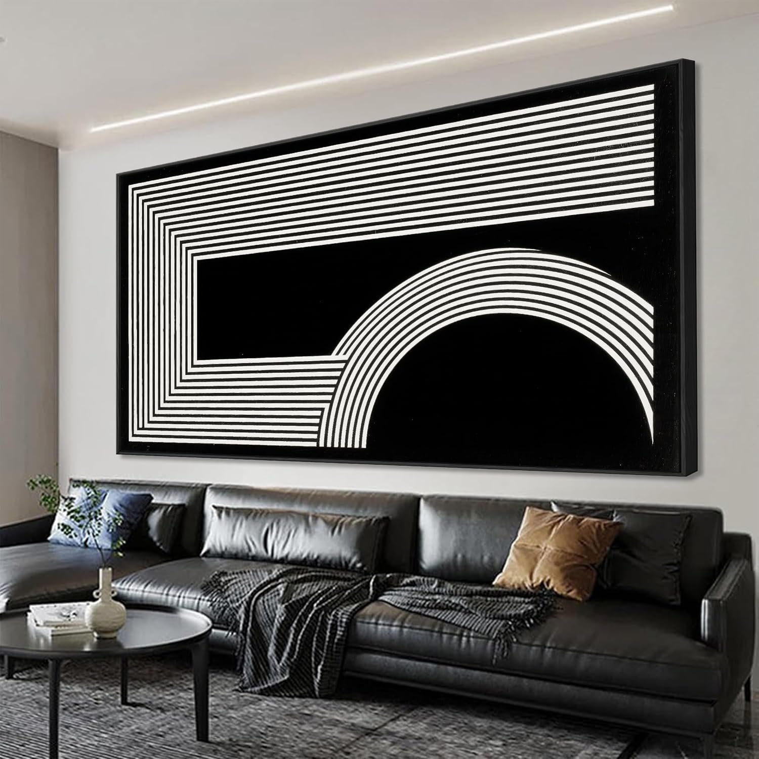 Monochrome Contemporary Canvas Wall Art 24x48 Inches-0