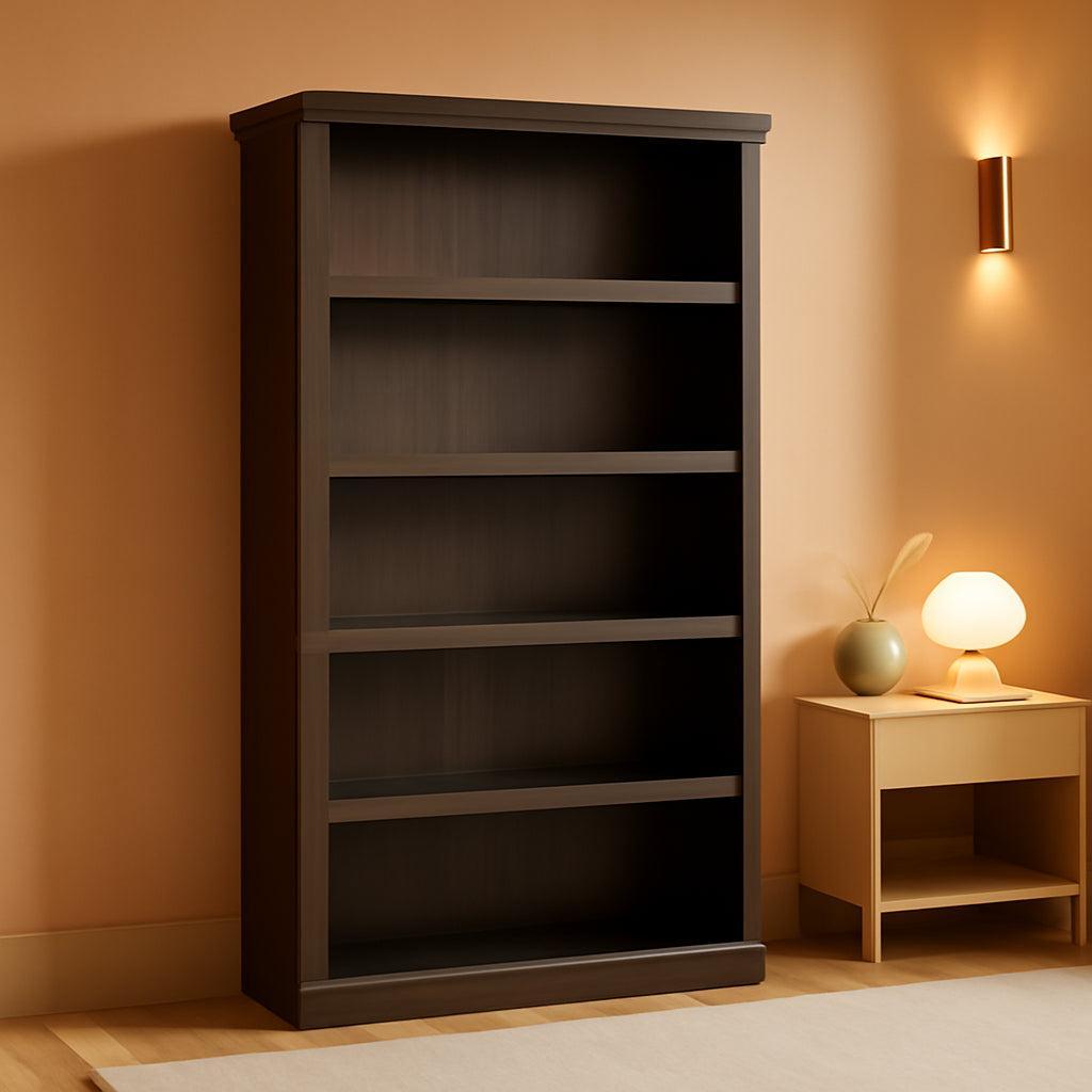 Sauder Five Shelf Bookcase Jamocha Wood StorageUnit-0