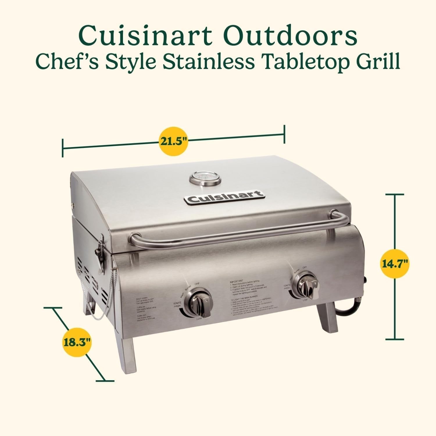 Table top Propane Grill 20,000 BTU Portable Stainless Steel