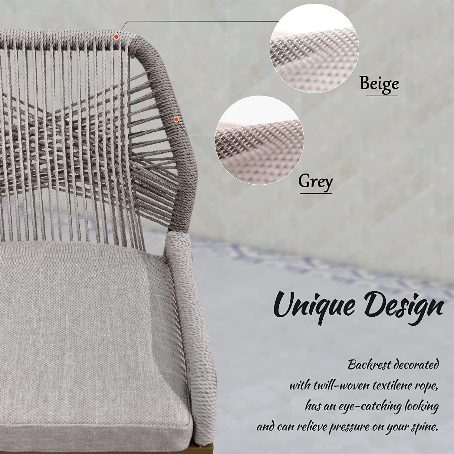 Counter Height Bar Stools Set of 4 Rattan Chair Boho Wicker Metal Counter Stools with Back and Footrest Patio Seating Modern Garden Pool Outdoor Barstools-4