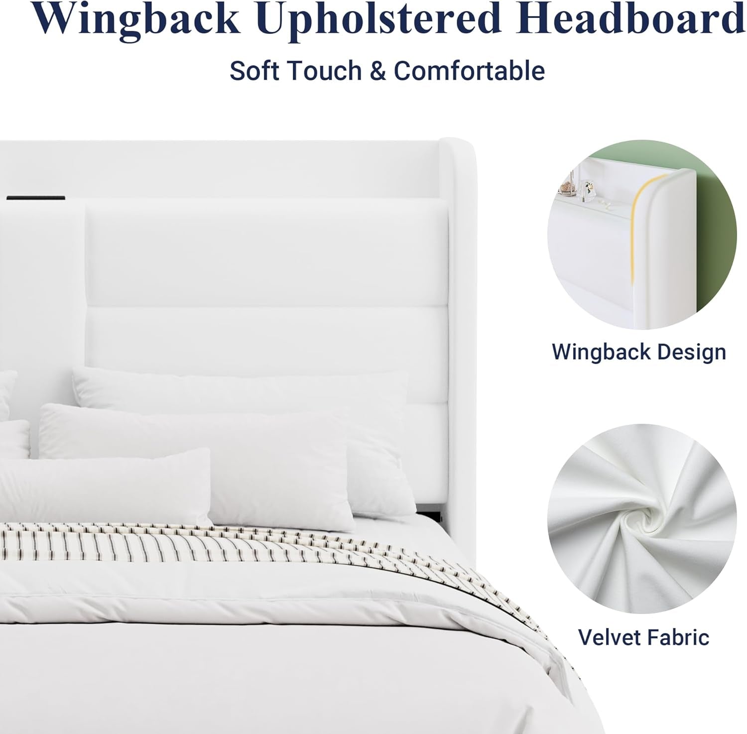 Full Size Platform Bed Frame With Integrated USB Charging Station And Storage Headboard-4