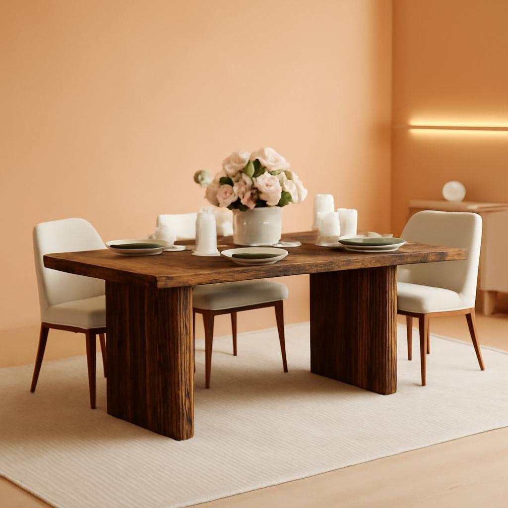 70.8 Inches DeepBrown Rustic Farmhouse Dining Table-0