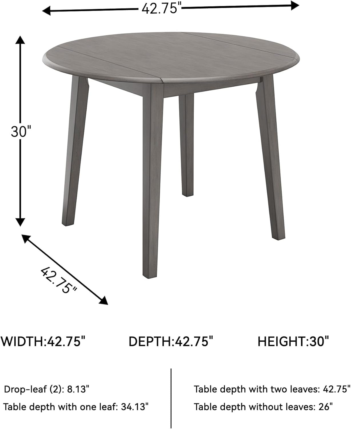 Commercial Gray Circular Drop Leaf Dining Table-2