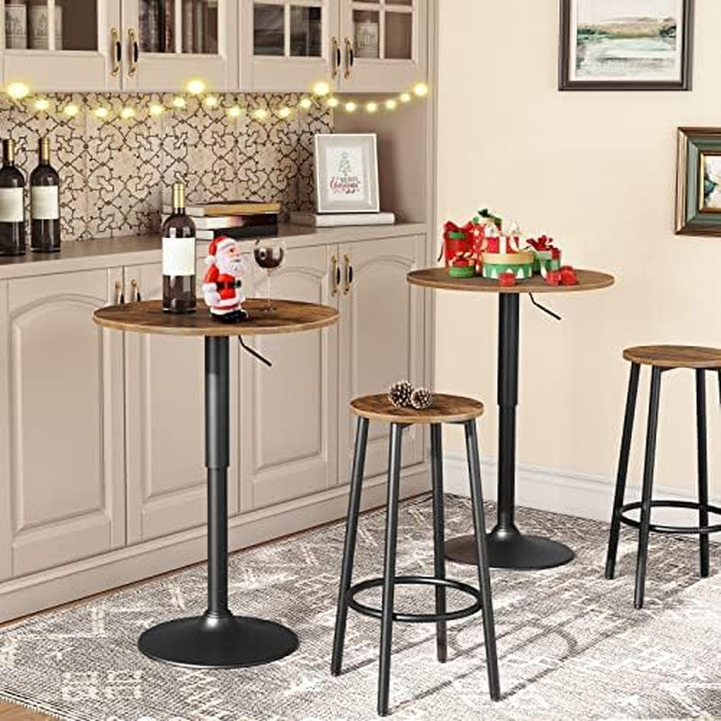 Bar Height Stools Set Of 2 With Footrest Rustic Brown-1