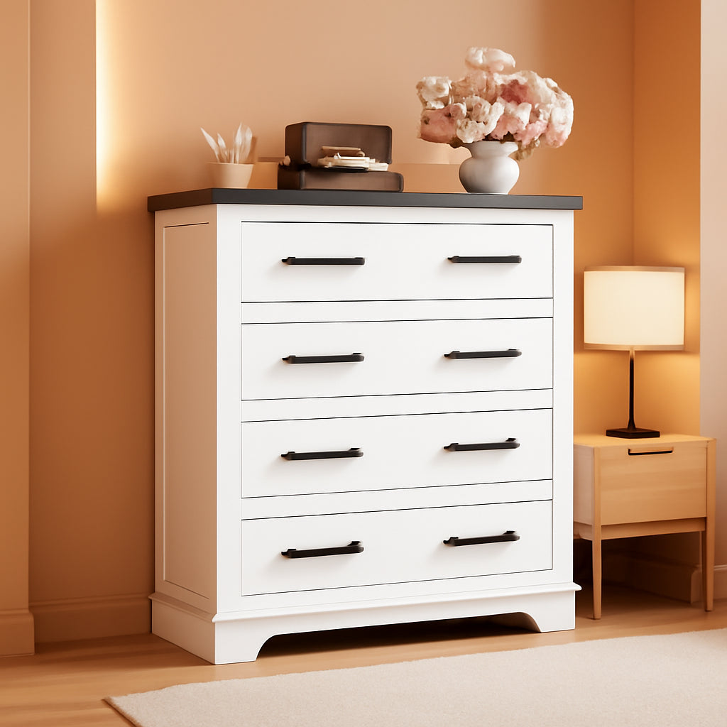 Farmhouse Dresser White Five Drawer FiftyTwo Inches-0