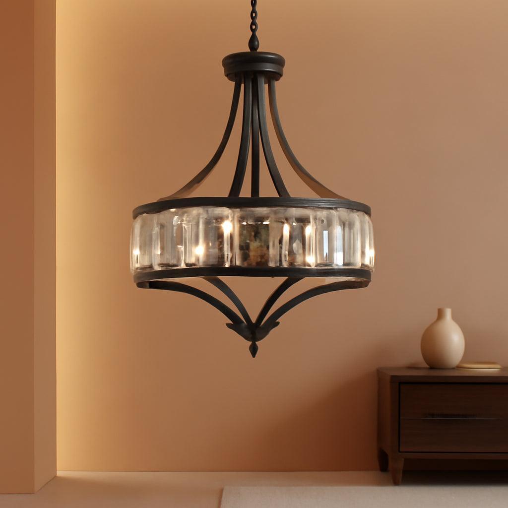 20 Inch Black Crystal Farmhouse Chandelier Pendant-0