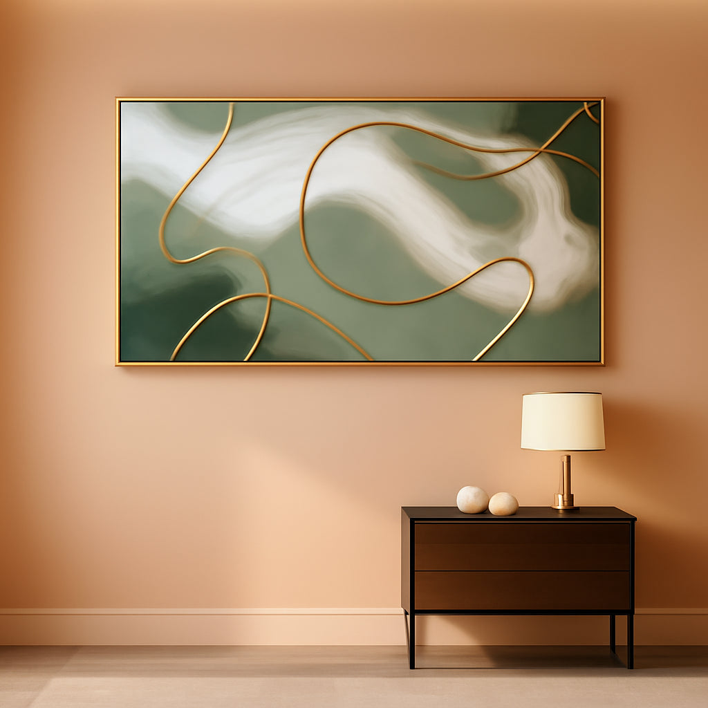 40x20 Abstract Contemporary Canvas Wall Art Emerald-0
