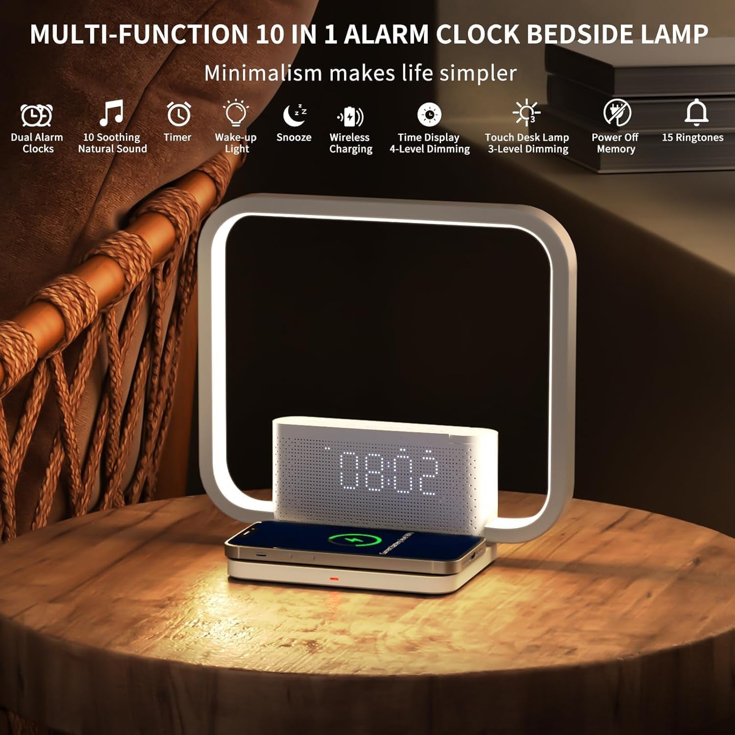 Sunrise Alarm Clock With Wireless Charging Station-2