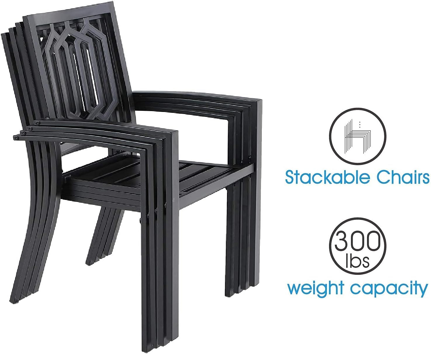 5 Piece Metal Patio Dining Set 37 In Table And 4 Chairs-3
