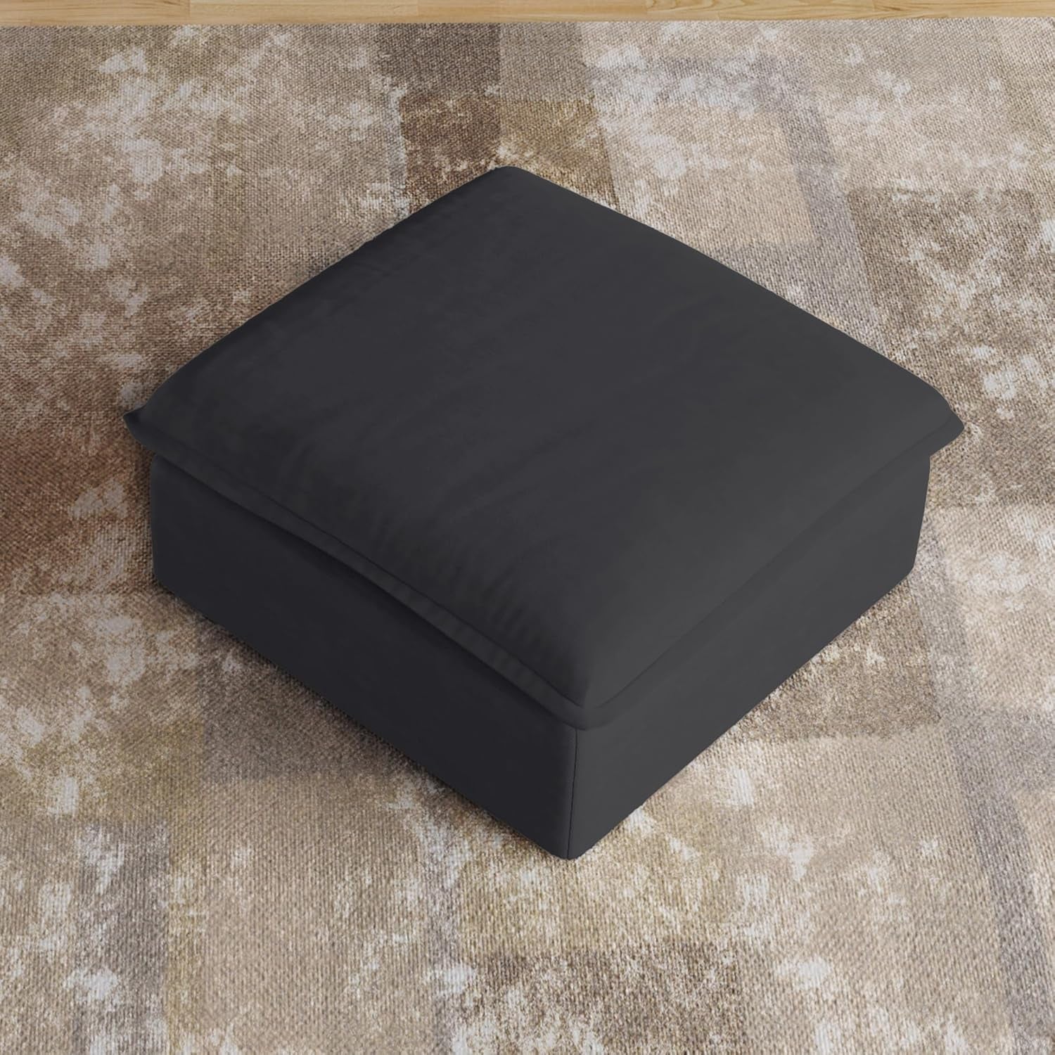 Black Storage Ottoman With Removable Cushion Covers-4
