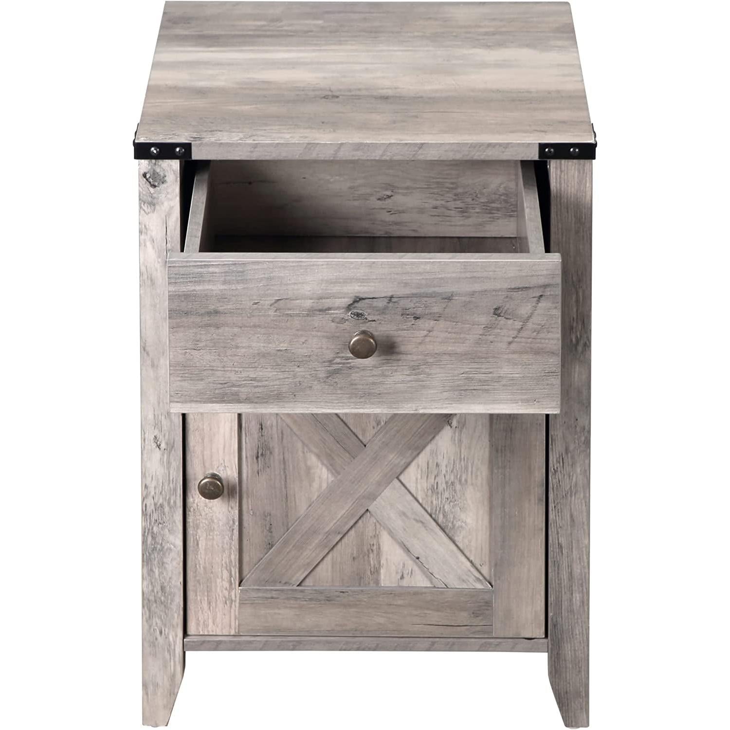 Barnwood Rustic Nightstand, Grey-4