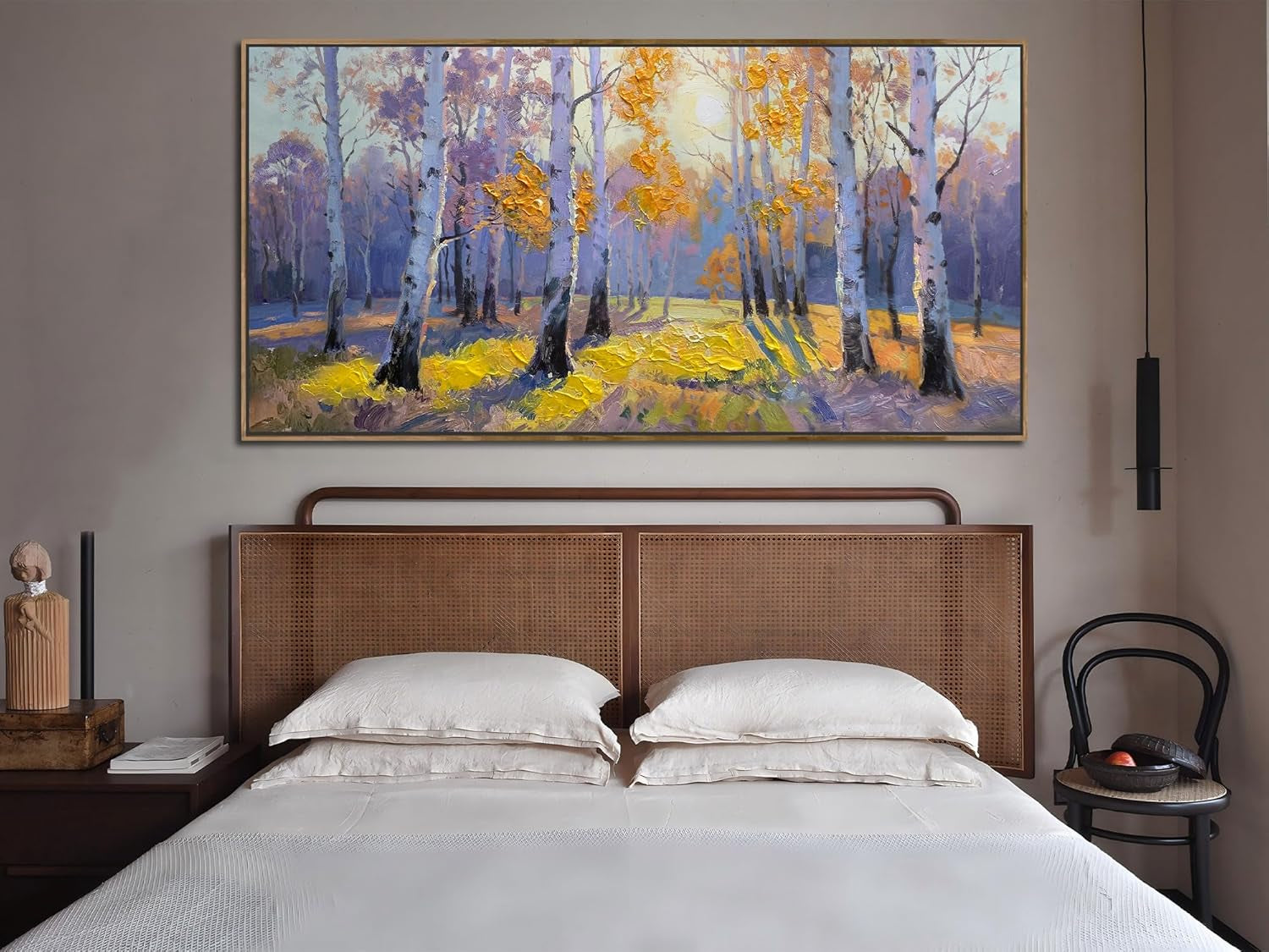 Birch Forest Canvas Wall Art Living Room 58x29 Framed-4