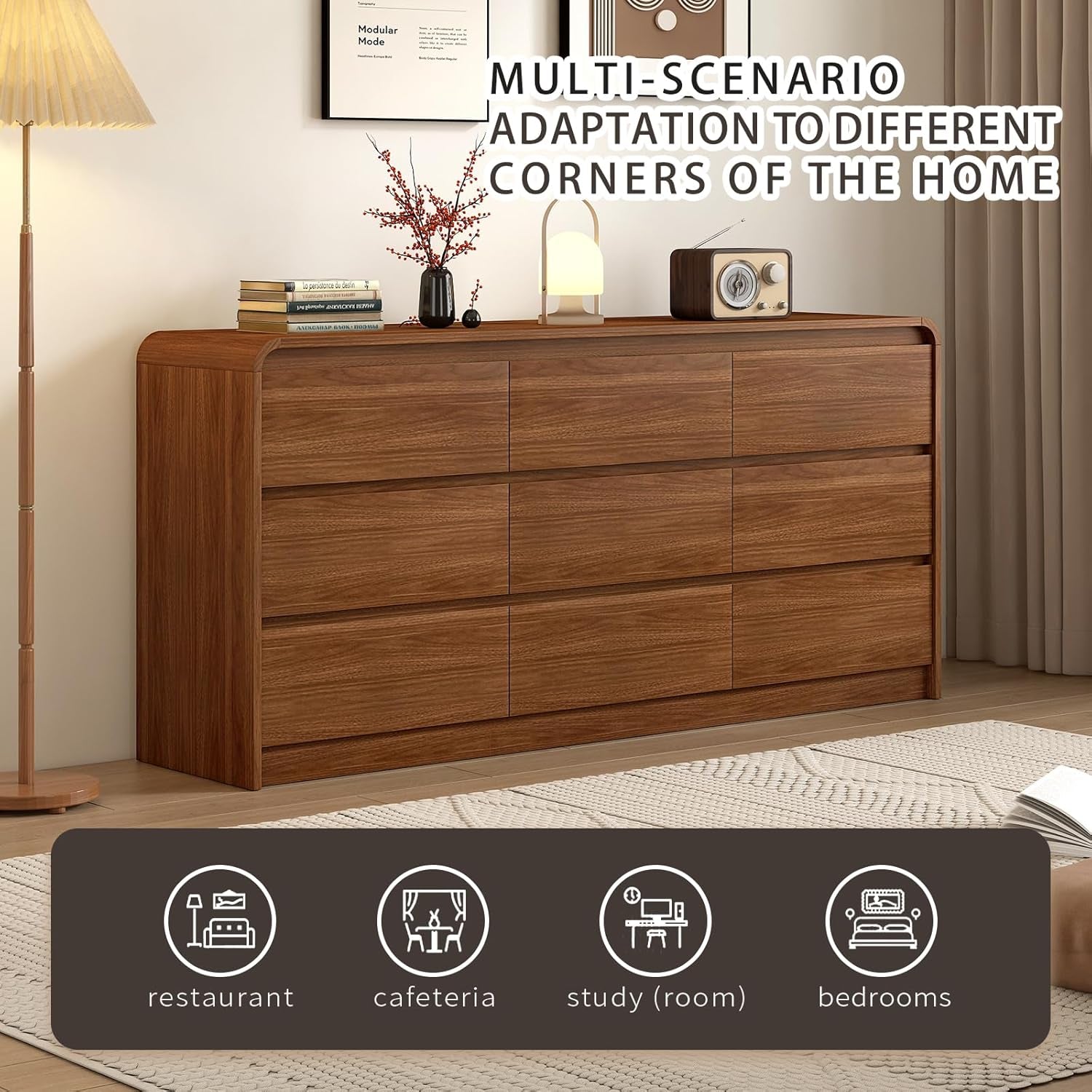 63 Inch Dresser With Curved Safety Edges Six Drawers-2