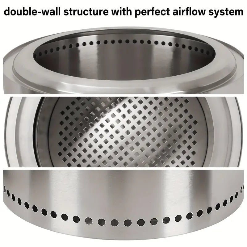 Stainless Steel Smokeless Fire Pit - Enhance Your Outdoor Ambiance-4