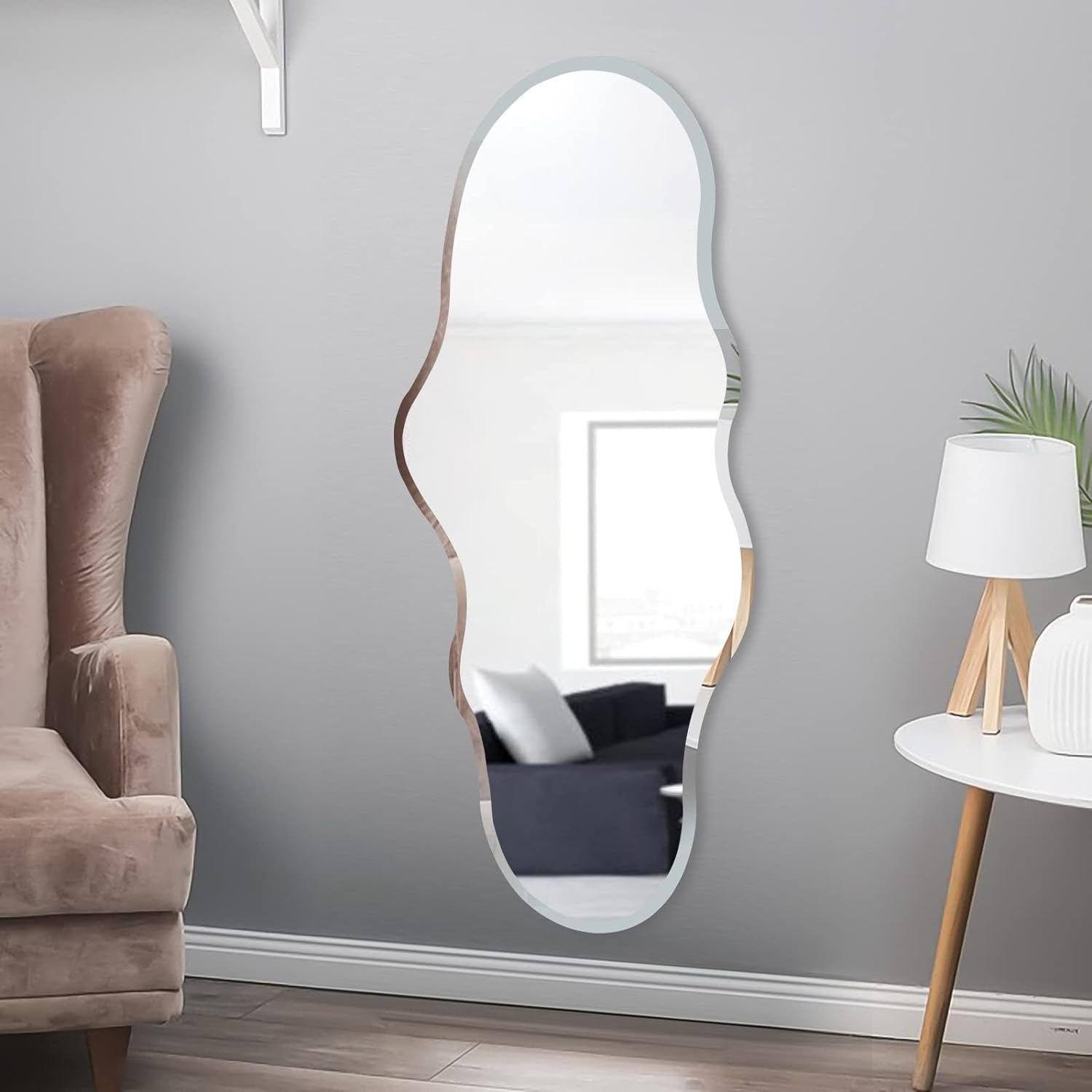 Full Length Wall Mounted Mirror 47x23 Frameless White-1