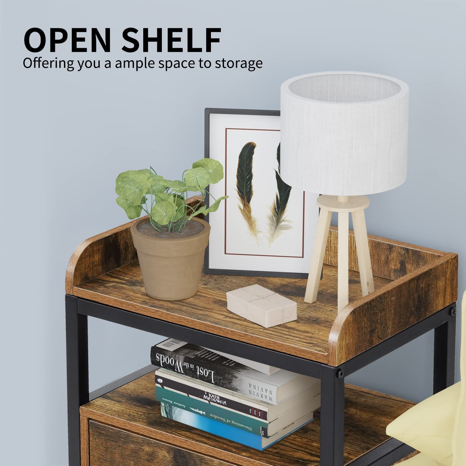 Industrial 3-Tier Nightstand Set-3