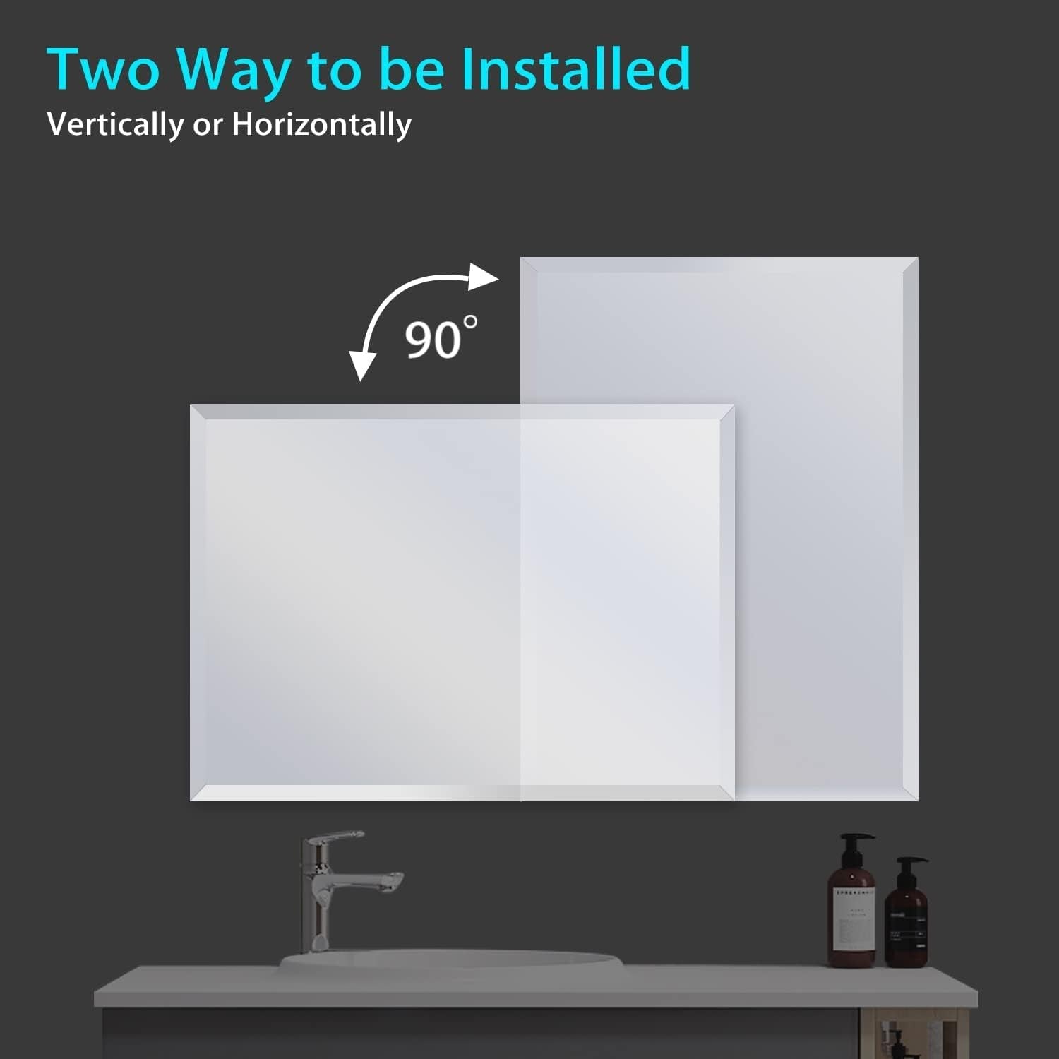 24x40 Inches Frameless Beveled Bathroom Mirror Wall-3