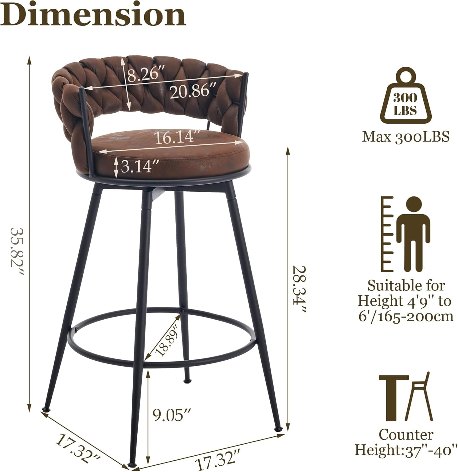 Modern Swivel Bar Stools Set of Two Stylish Design-1