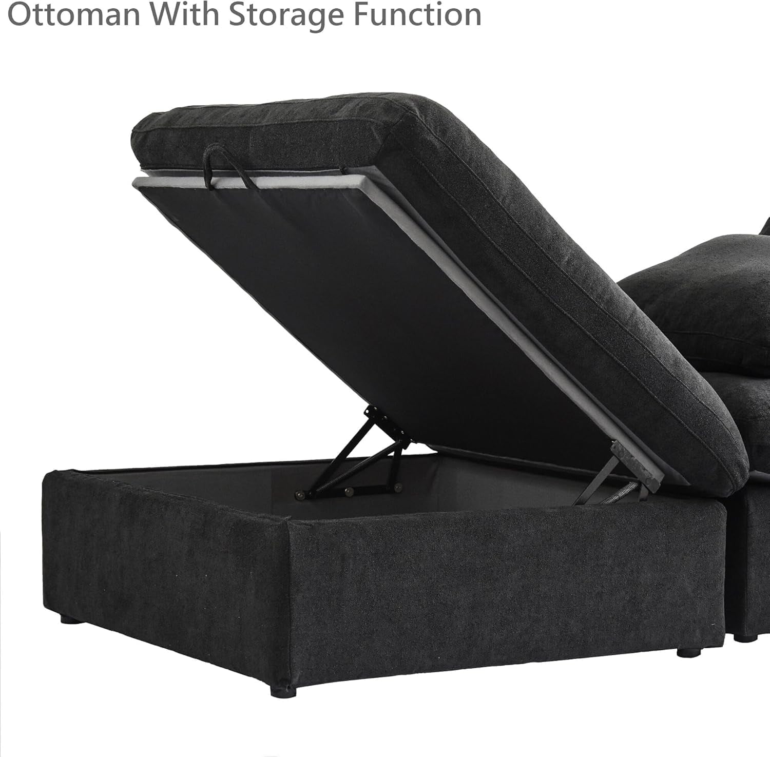Black Storage Ottoman With Removable Cushion Covers-3