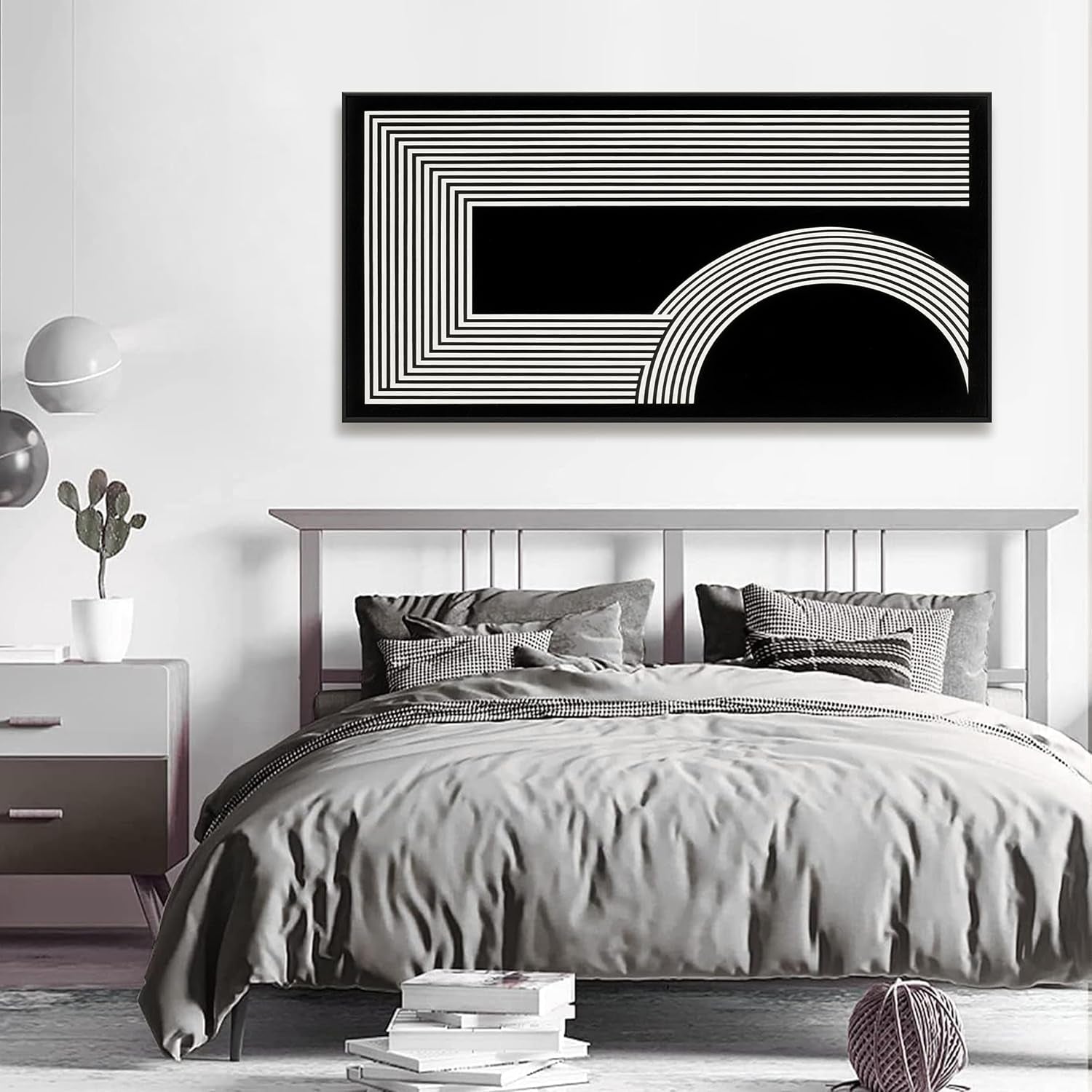 Monochrome Contemporary Canvas Wall Art 24x48 Inches-3
