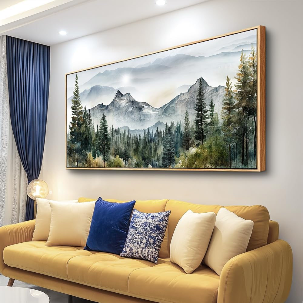 Wood Framed Canvas Wall Art 20x40 Land scape Abstract-1