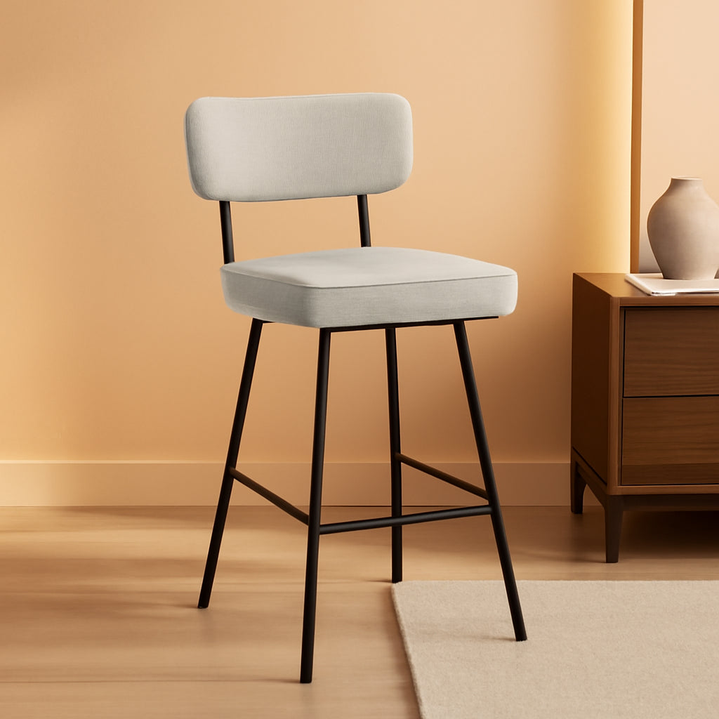 Giselle Swivel Bar Stools Set 2 29 Inch Upholstered Light Grey-0