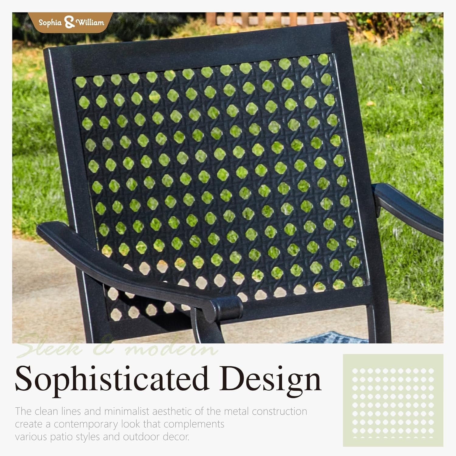 Patio Table And Chairs Set Black 37 Inch Square Table For 4-4