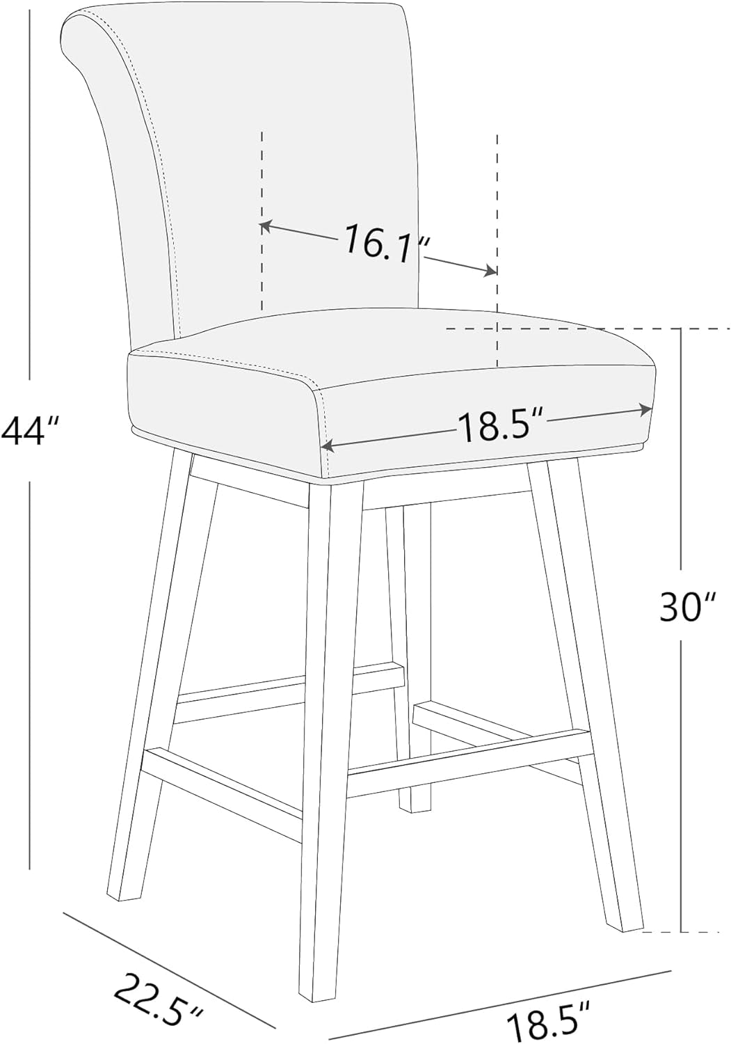 30 Inch Counter Height Swivel Bar Stools Set of 2, FSC Certified Modern Upholstered Faux Leather Swivel Barstool Chairs with Back, Black-2