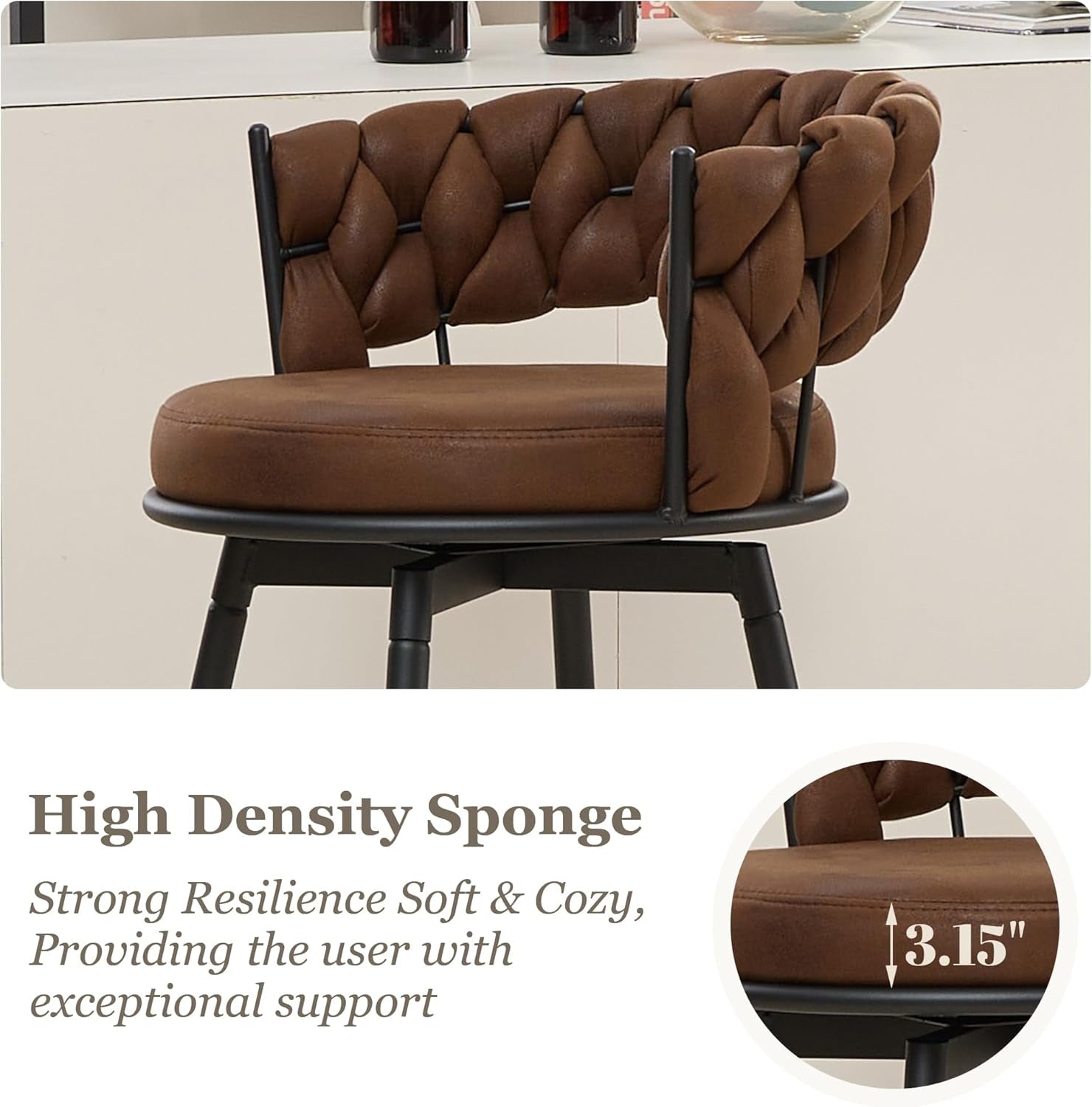 Modern Swivel Bar Stools Set of Two Stylish Design-4