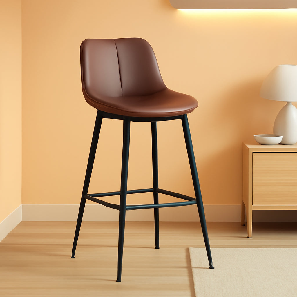 Bar Stools Set Of 2, 28.7 Inch Bar Height With Back, Coffee Brown-0