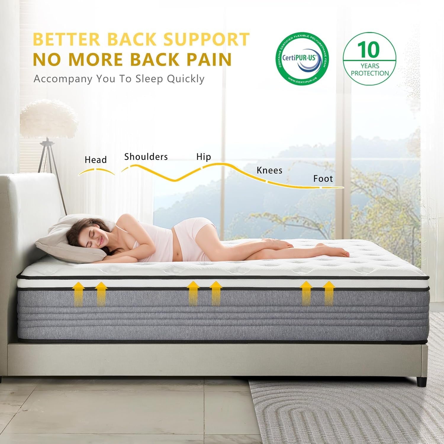 Queen Hybrid Mattress 12 Inch Gel Memory Foam For Support-3