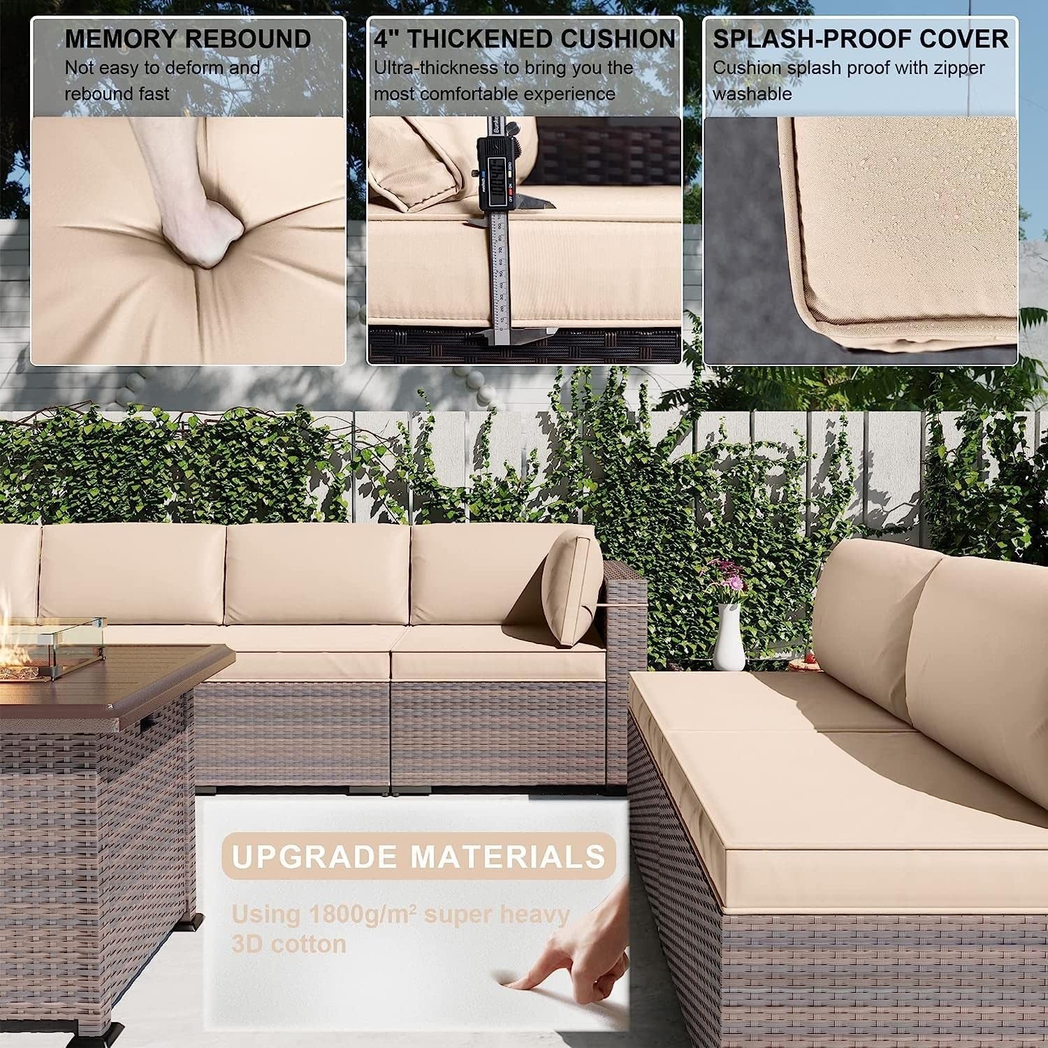 13 Piece Outdoor Patio Furniture Set with Fire Pit-4