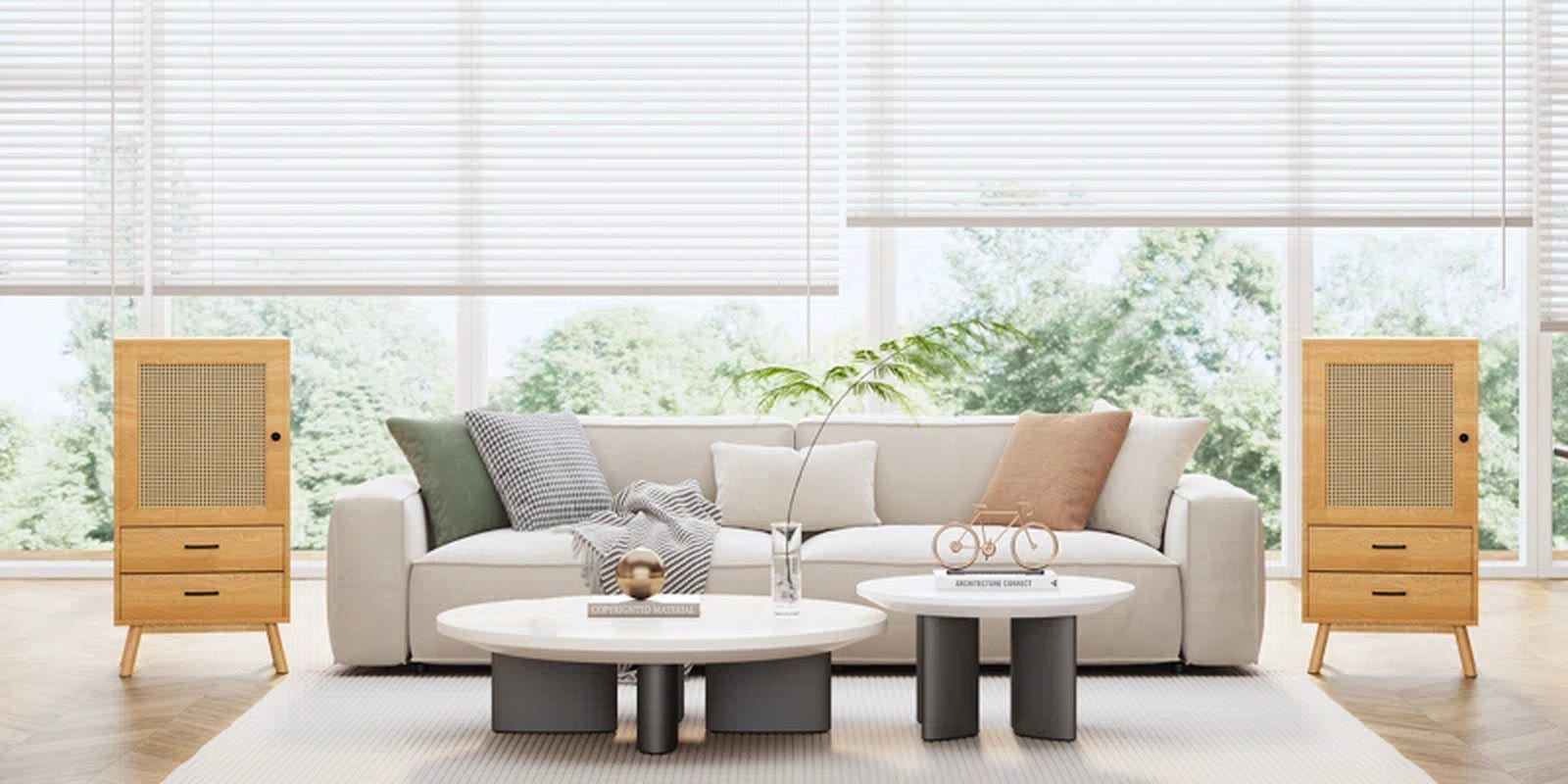 Rattan One Doorway Cabinet With Dual Storage Drawers-3