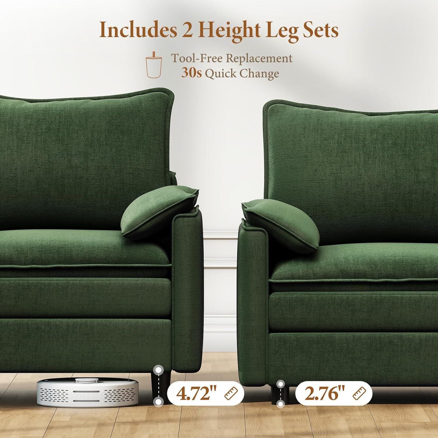 Green 108 Inch DeluxePlus Cloud Sleeper Sectional Sofa-2