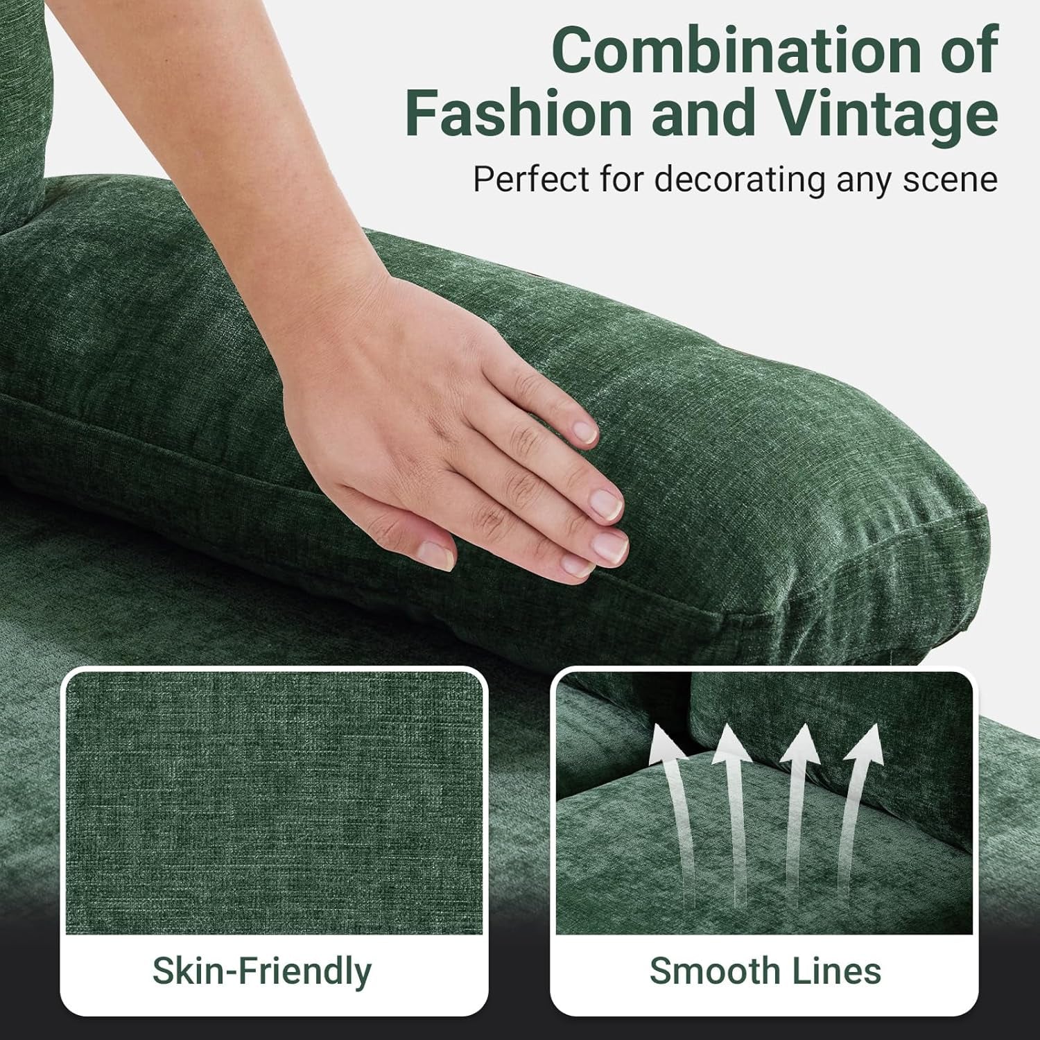 Forest Green 110 Inch U Shape Sectional Couch Double Chaise-2